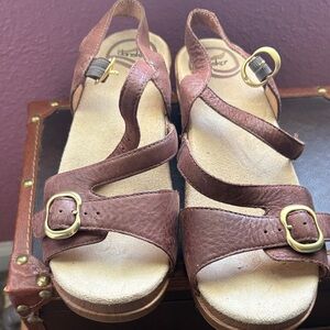 Dansko Brown Sandals with Gold Buckles